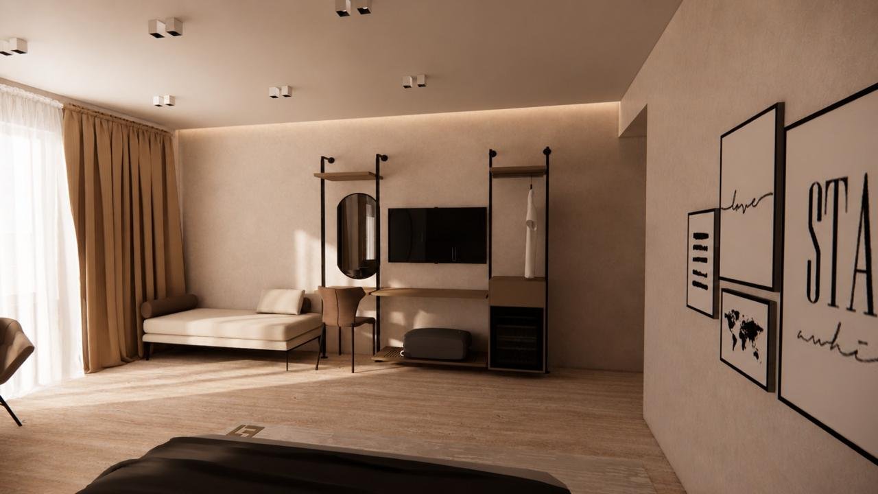 Boutique guest room at KAÑ Inn in Vlorë