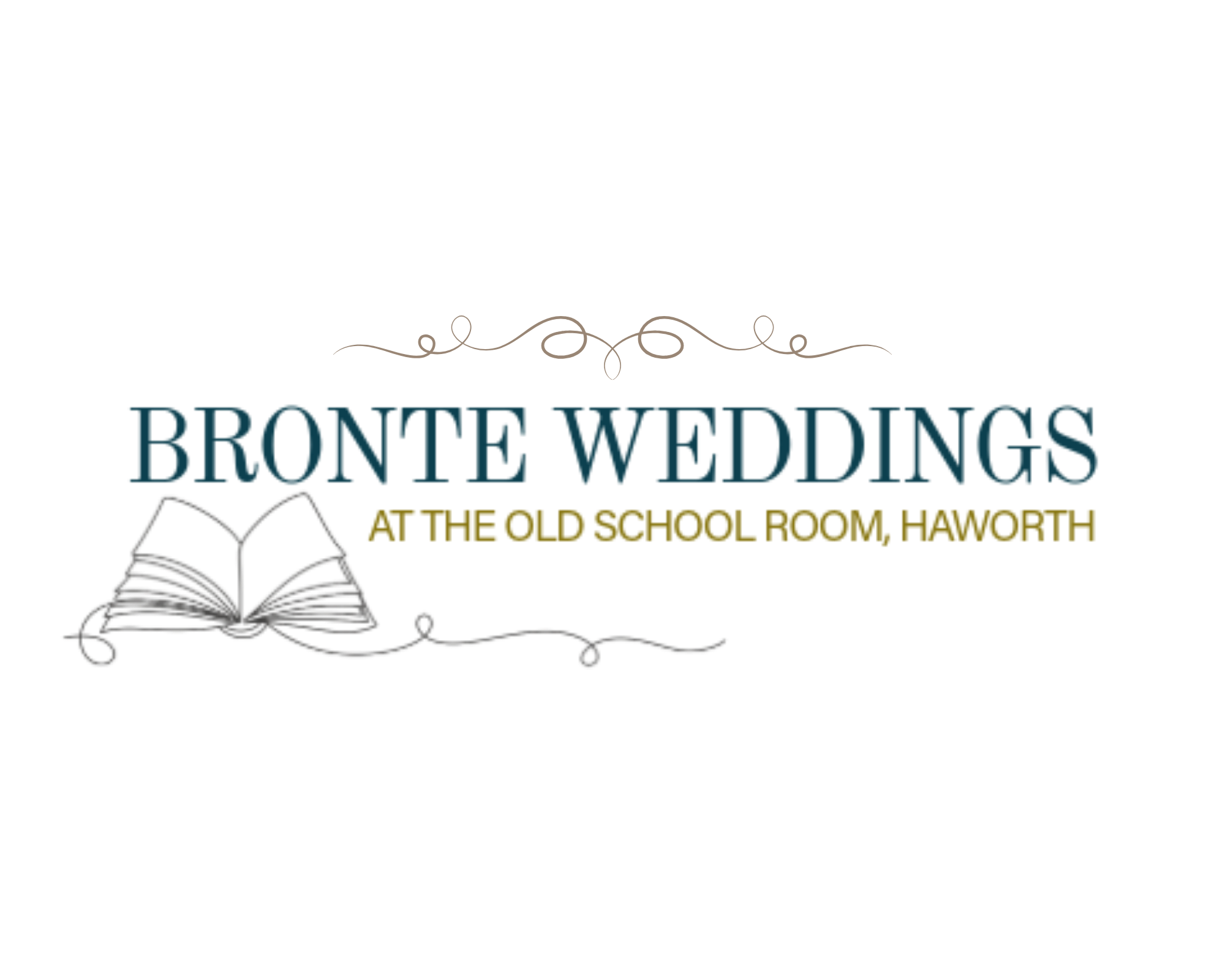 Logo for Bronte Weddings, Haworth featuring  an open book - wedding planning business.