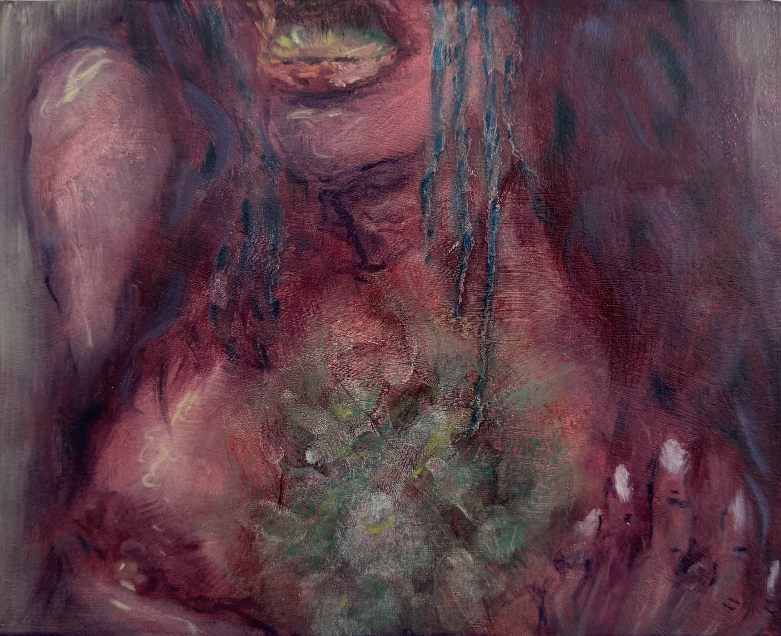 My chest hurts - Oil on Board, 20cm x 25cm x 2.5cm, 2026