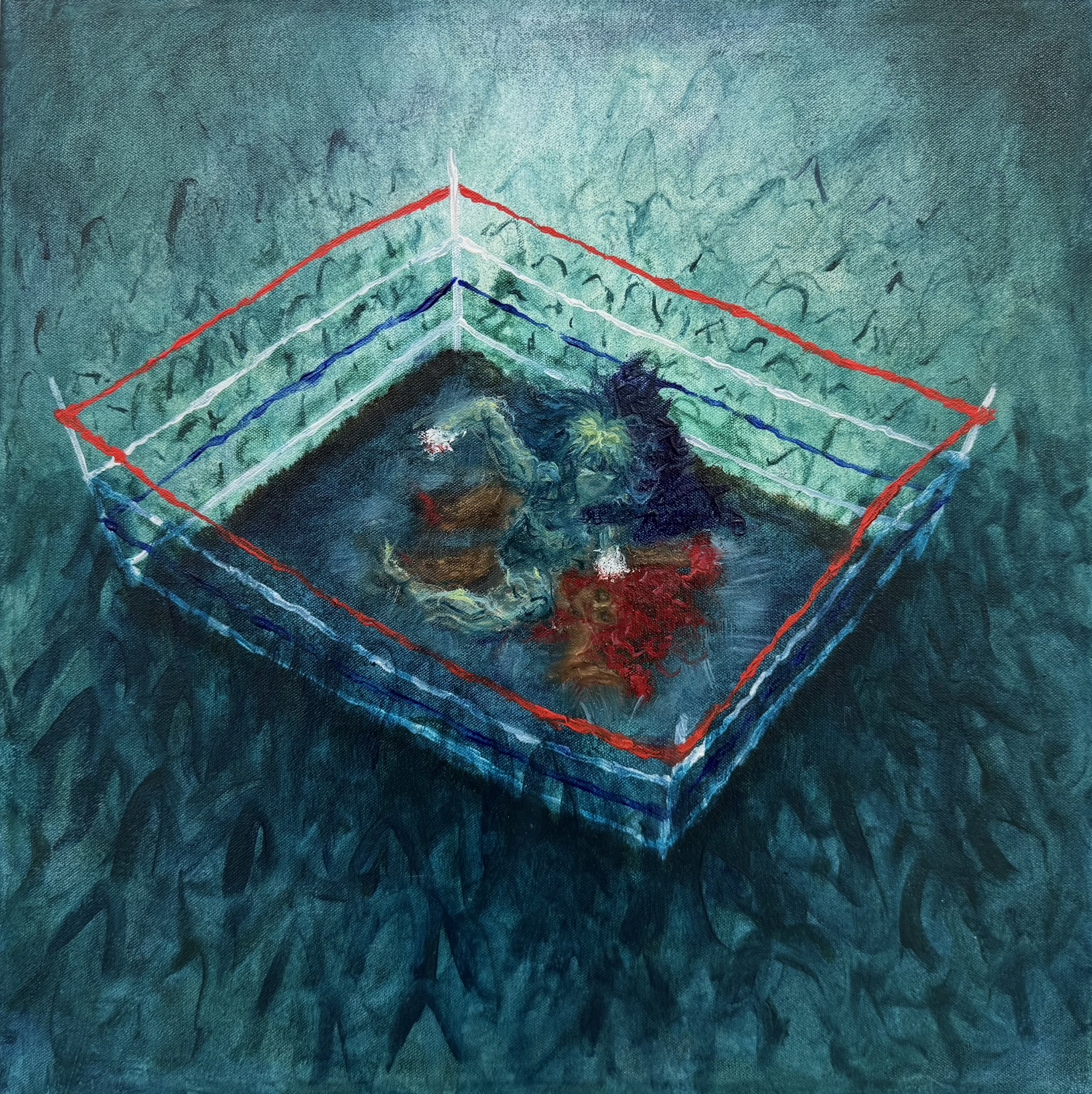 Shadow Boxing - Oil on Canvas, 43cm x 43cm x 4.5cm, 2026
