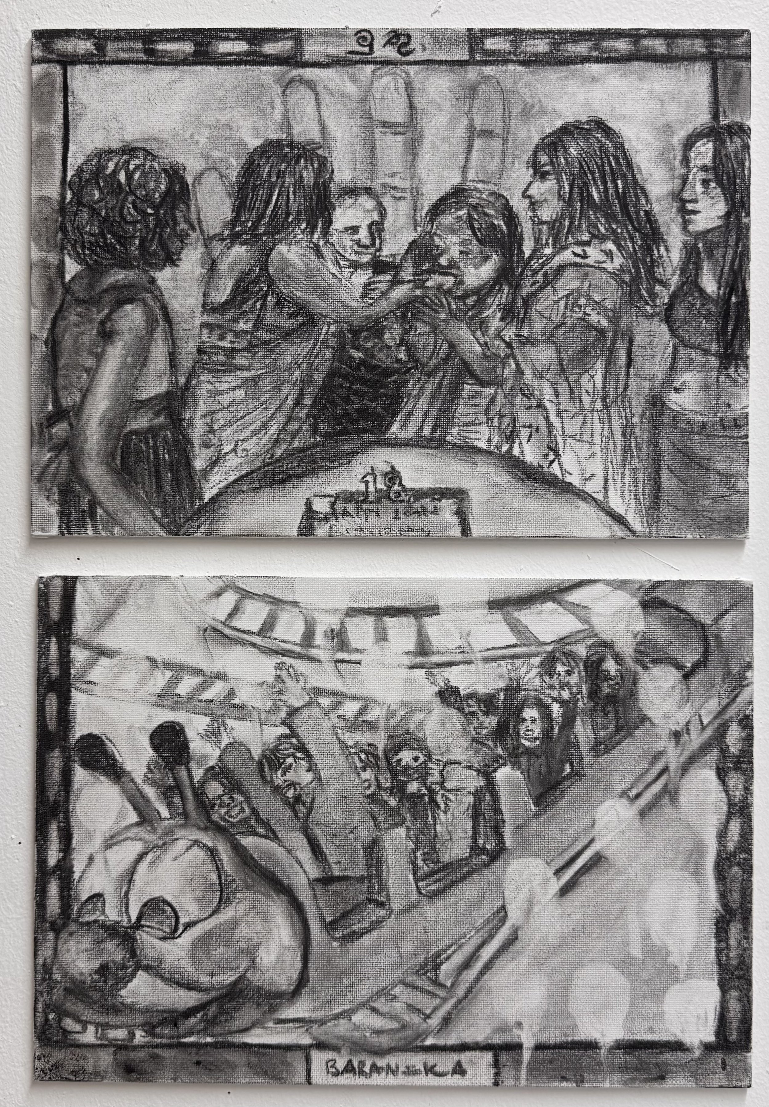 My 18th (diptych) - Charcoal on Canvas Board, 21cm x 29.7cm per piece, 2025
