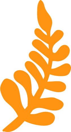 Orange fern leaf silhouette.