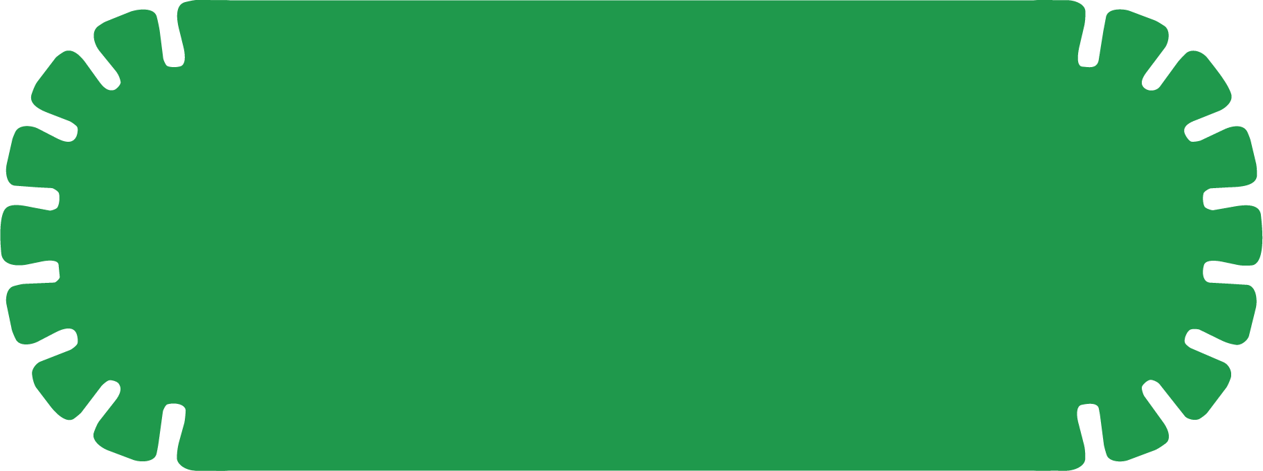 Green rubber band with black markings around the edges.