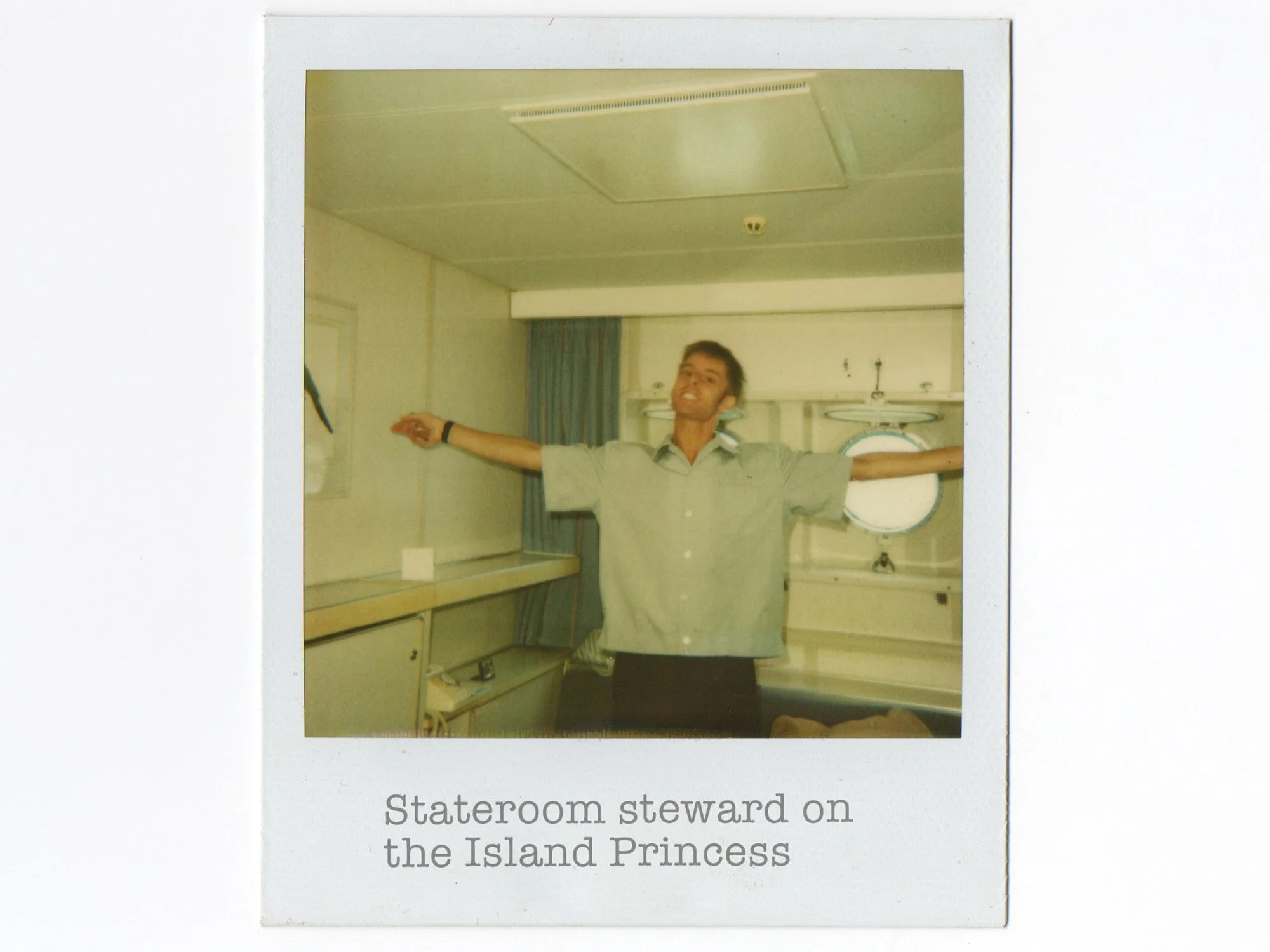 Cruise ship steward photographed during travels by artist Vic Lee