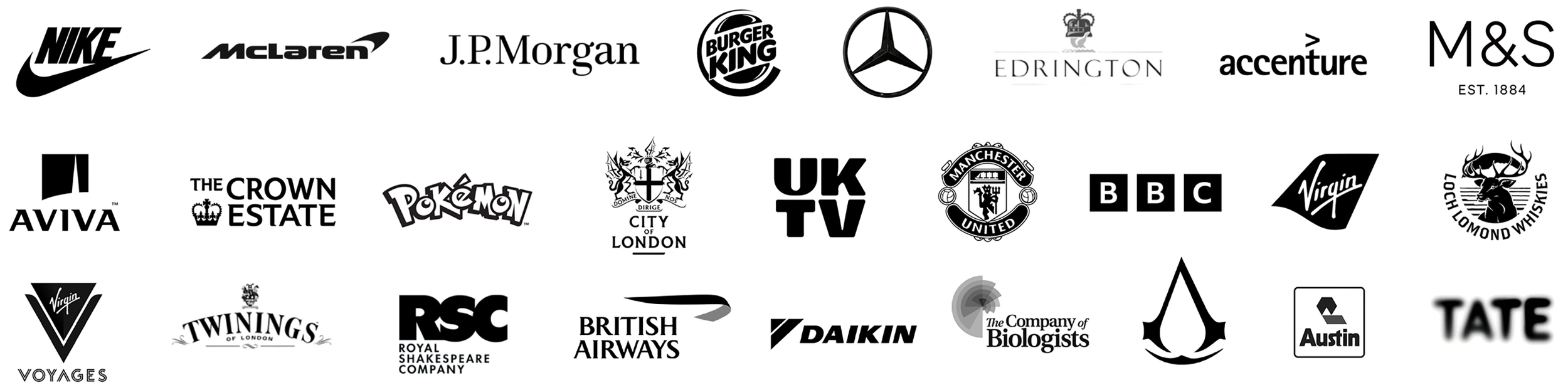 Organisations and brands that have commissioned artist Vic Lee, including McLaren Racing, Pokémon, BBC Studios and Virgin Voyages.