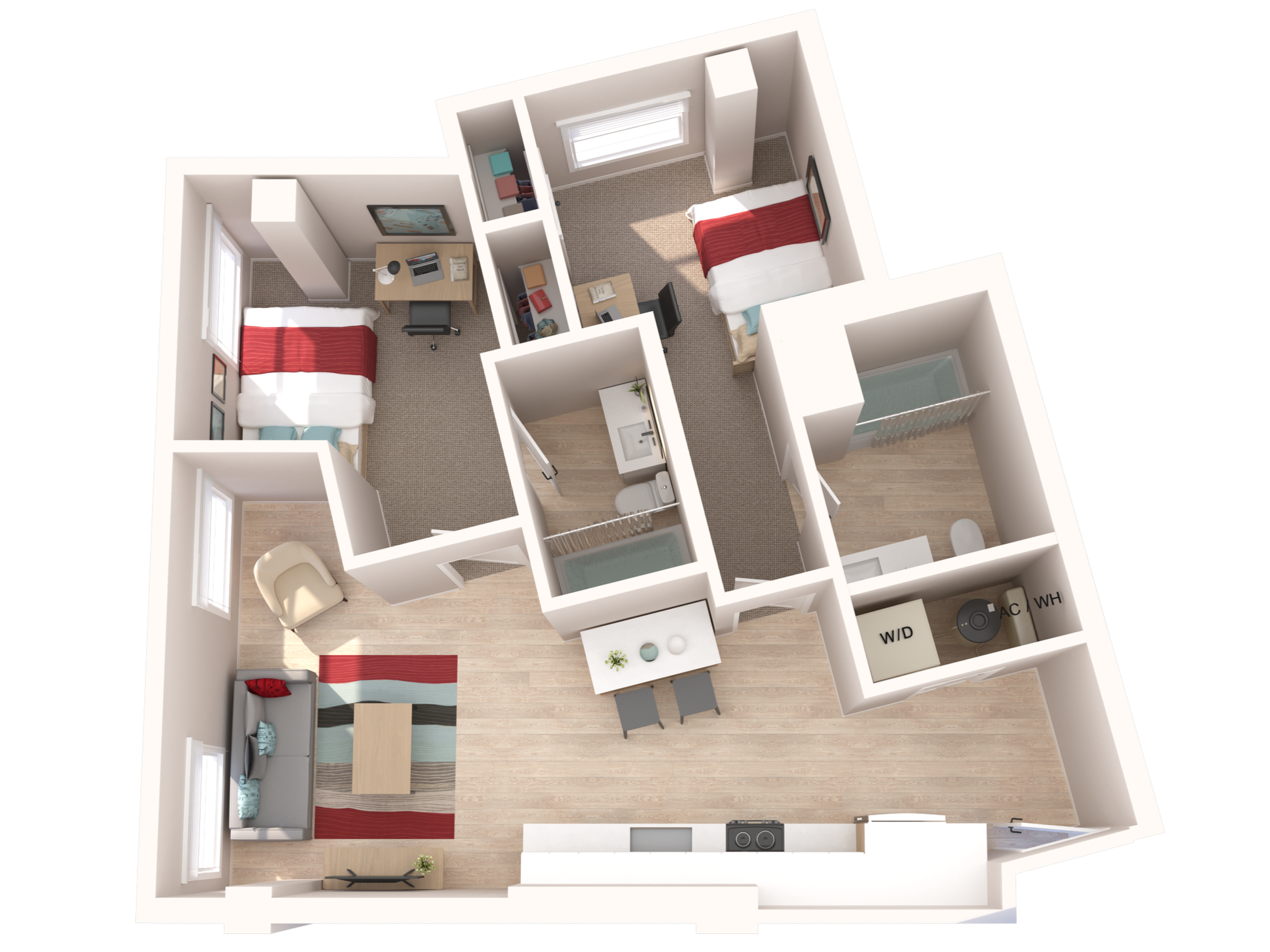 The Flip Two Bedroom Floor Plan