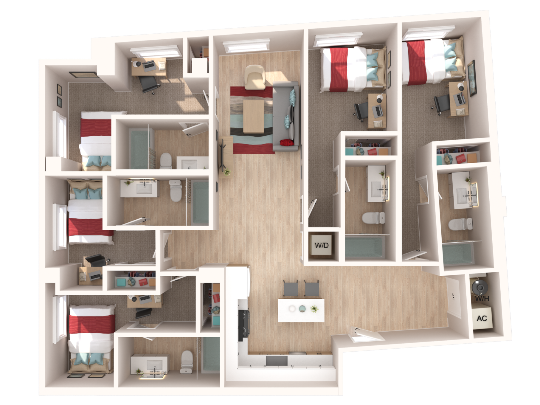 The Shuffle Five Bedroom Floor Plan