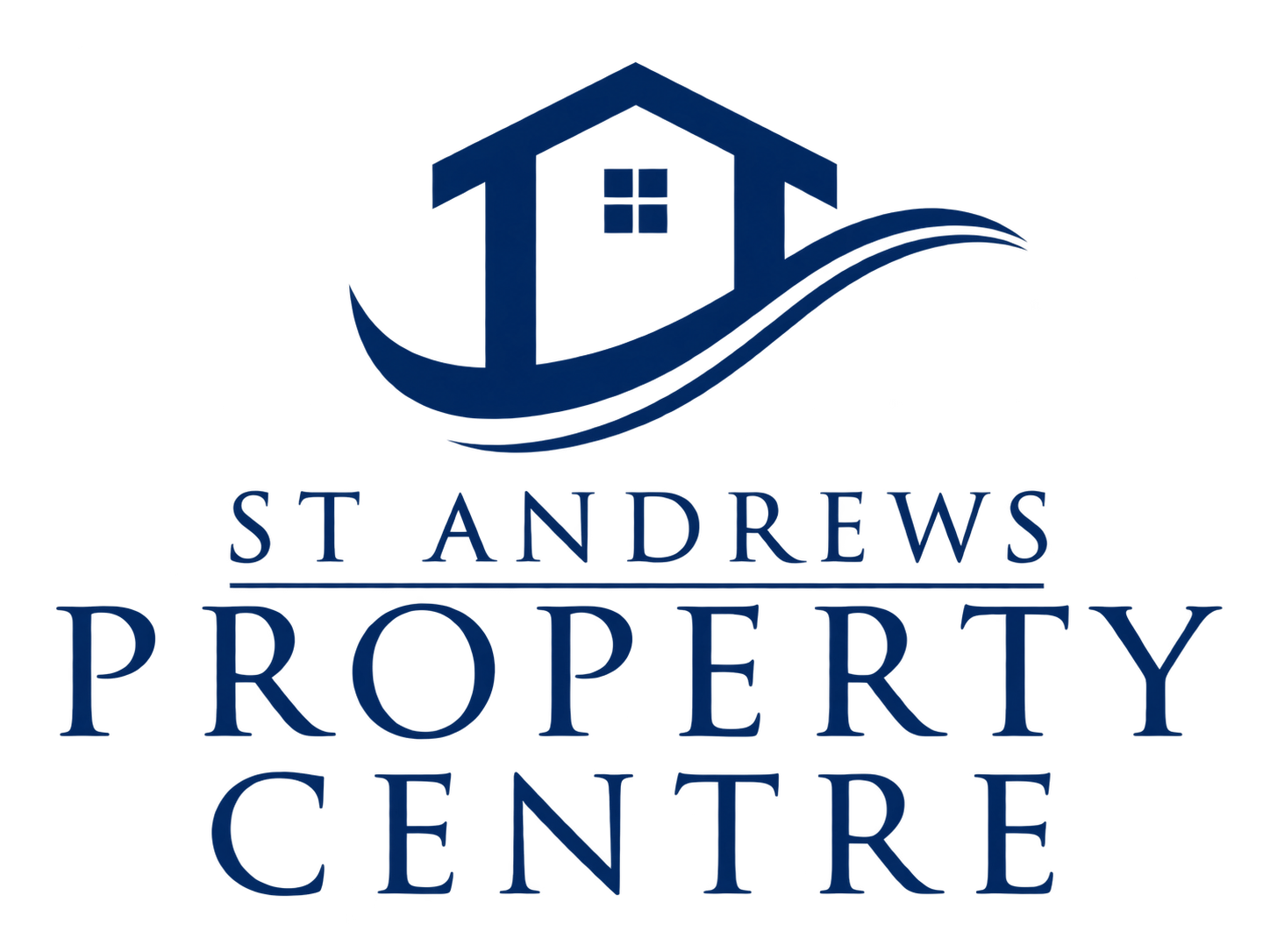 A logo for St. Andrews Property Centre featuring a house with a curved underline and the text 'St. Andrews Property Centre' in blue.