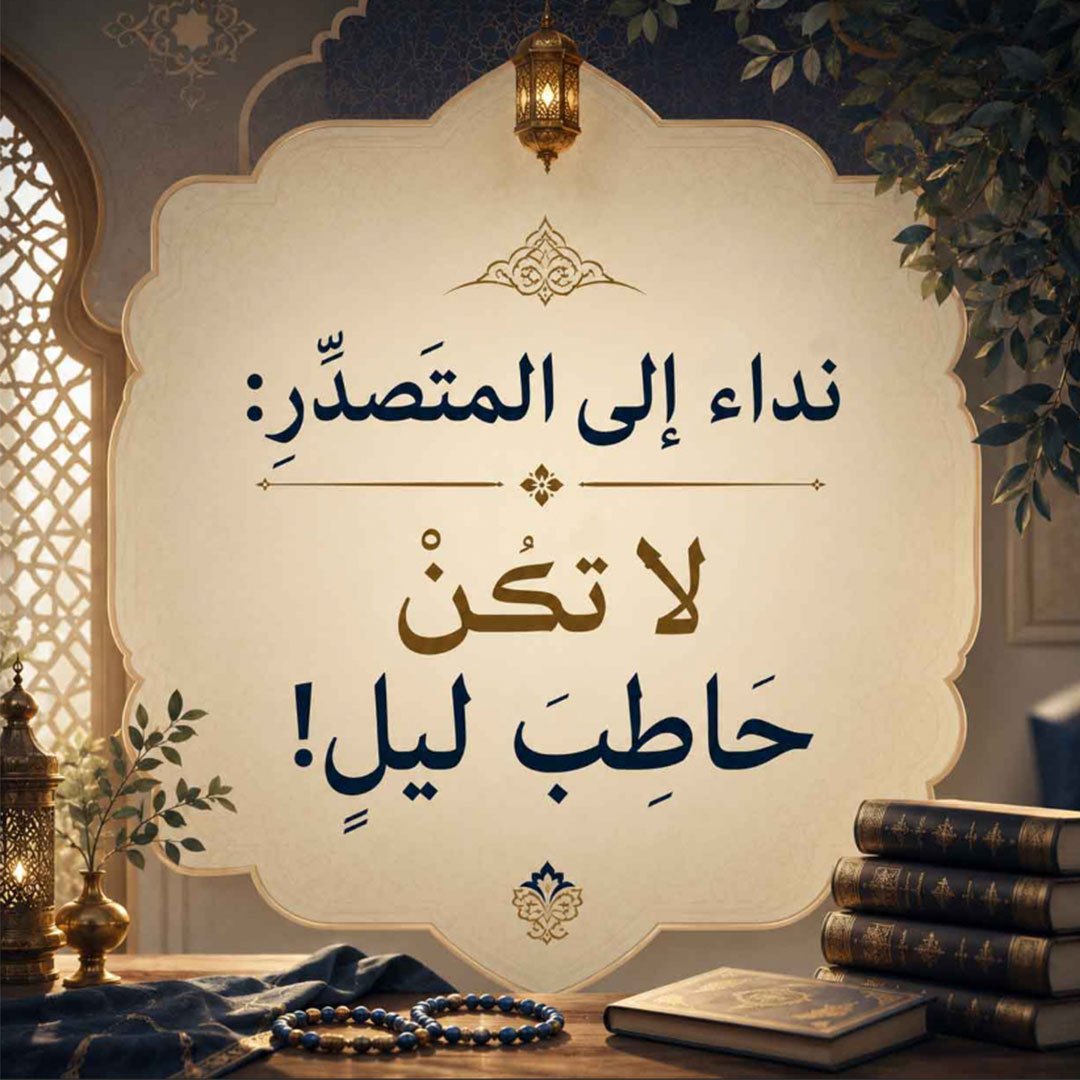 نداءٌ إلى المتصدِّرِ: لا تكُنْ حاطِبَ ليلٍ!
