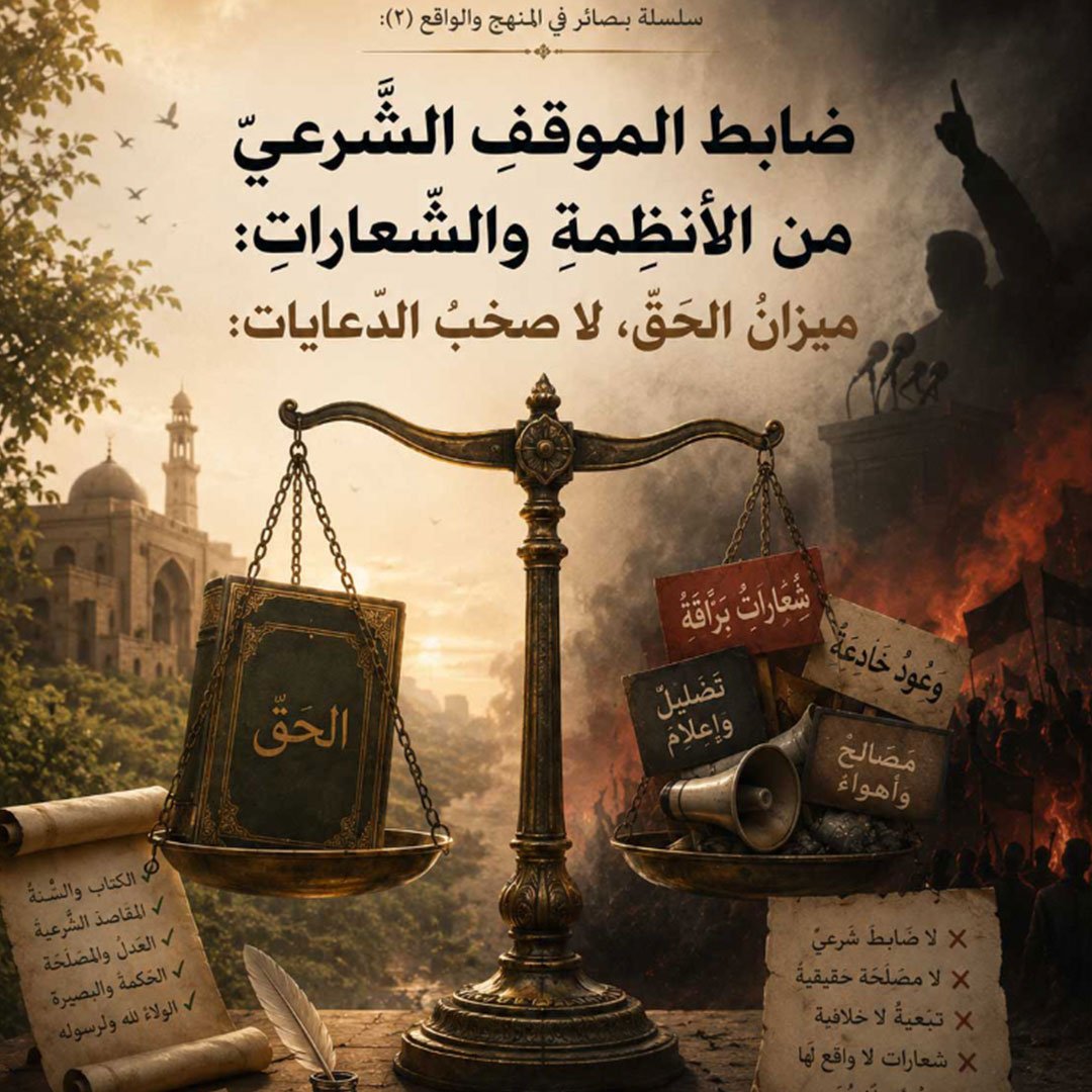 ضابطُ الموقفِ الشَّرعيِّ من الأَنظمةِ والشِّعاراتِ: ميزانُ الحقِّ، لا صخبُ الدِّعايات: