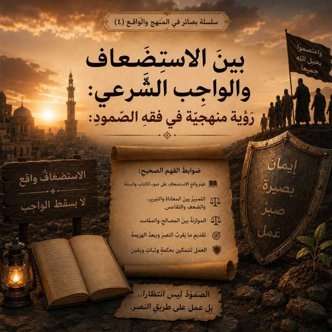 بينَ الاستِضعافِ والواجبِ الشَّرعيِّ: رُؤْيَةٌ منهجيَّةٌ في فقهِ الصُّمودِ: