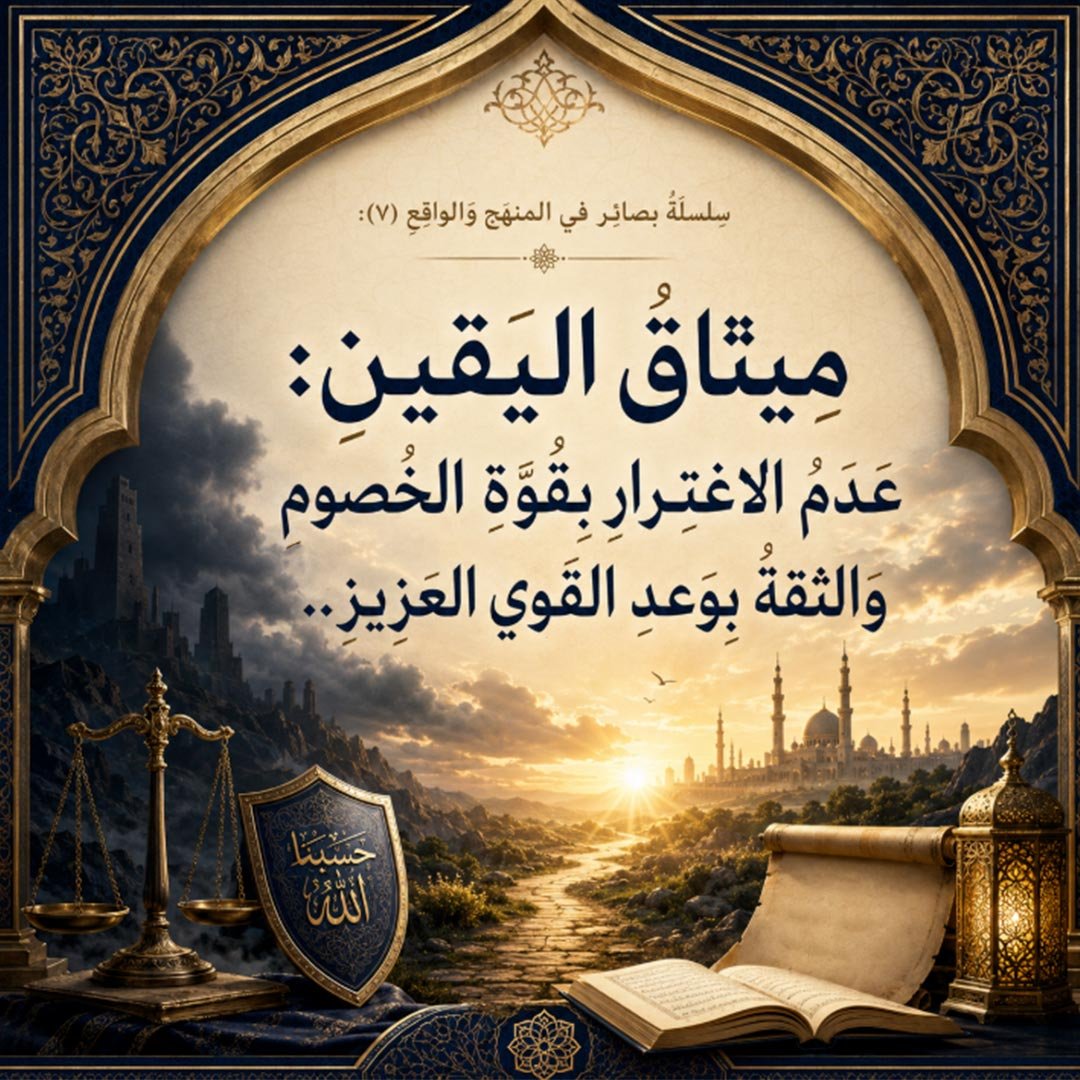 ميثاقُ اليقينِ: عدمُ الاغترارِ بقُوَّةِ الخُصومِ والثِّقةُ بوعدِ القويِّ العزيزِ..