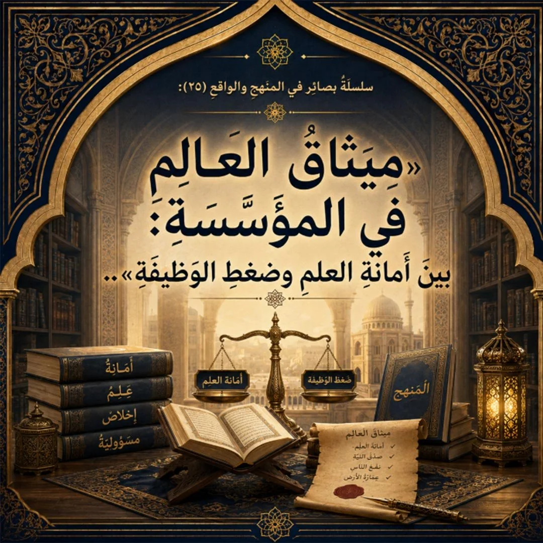 »ميثاقُ العالِمِ في المؤَسَّسَةِ: بينَ أَمانَةِ العلمِ وضغطِ الوظيفَةِ«..