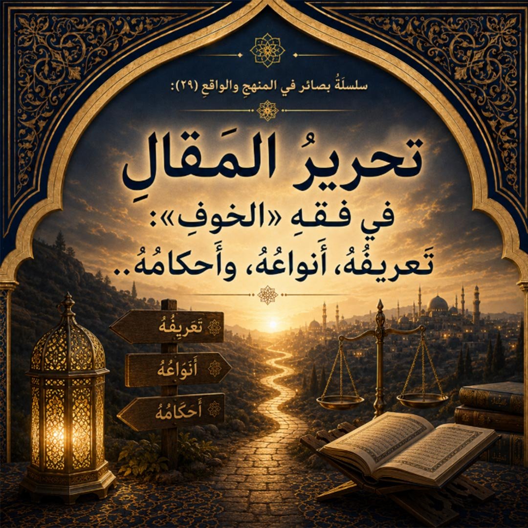 تحريرُ المقالِ في فقهِ «الخوفِ»: تعريفُهُ، أَنواعُهُ، وأَحكامُهُ..