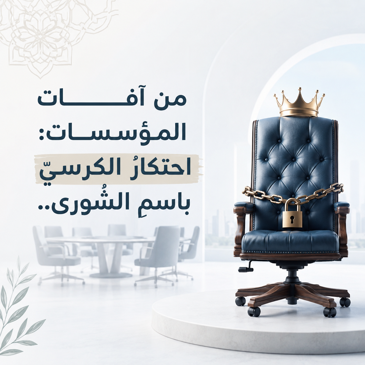 مِن آفاتِ المؤسَّساتِ: احتكارُ الكرسيِّ باسمِ الشُّورى..
