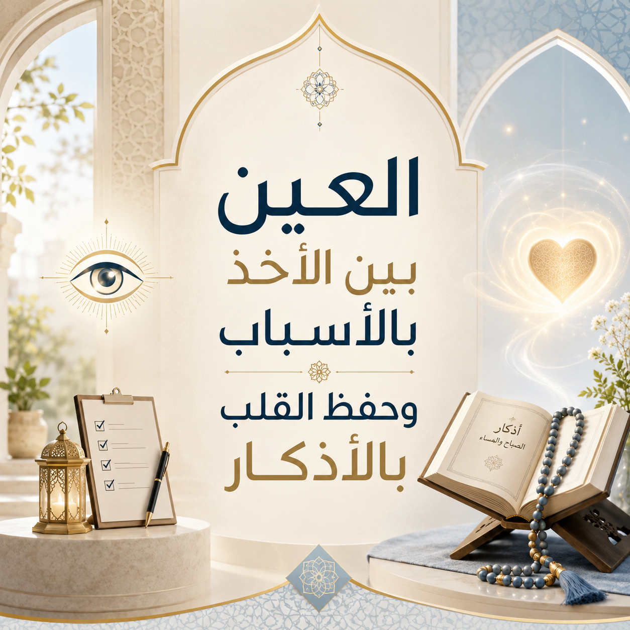 »العَينُ بينَ الأَخذِ بالأَسبابِ وحِفظِ القلبِ بالأَذكارِ«: