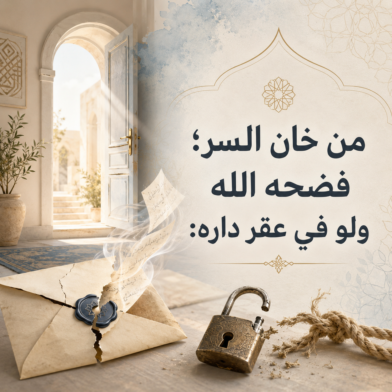 مَن خانَ السِّرَّ؛ فضحَهُ اللهُ ولو في عُقرِ دارِهِ:
