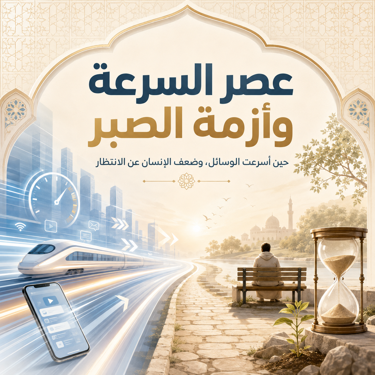 عصرُ السُّرعَةِ وأَزمَةُ الصَّبرِ:حينَ أَسْرَعَتِ الوسائلُ، وضعُفَ الإنسانُ عنِ الانتظارِ: