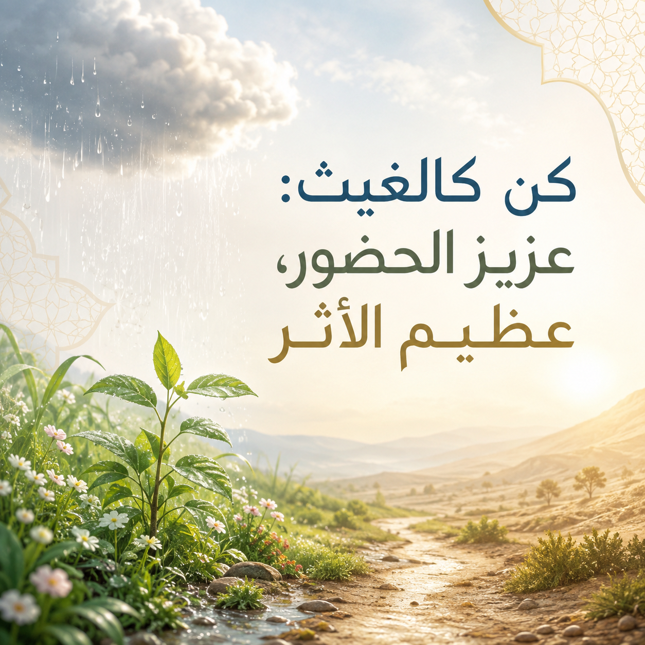 »كُنْ كالغَيْثِ: عَزيزَ الحُضورِ، عَظيمَ الأَثرِ«:
