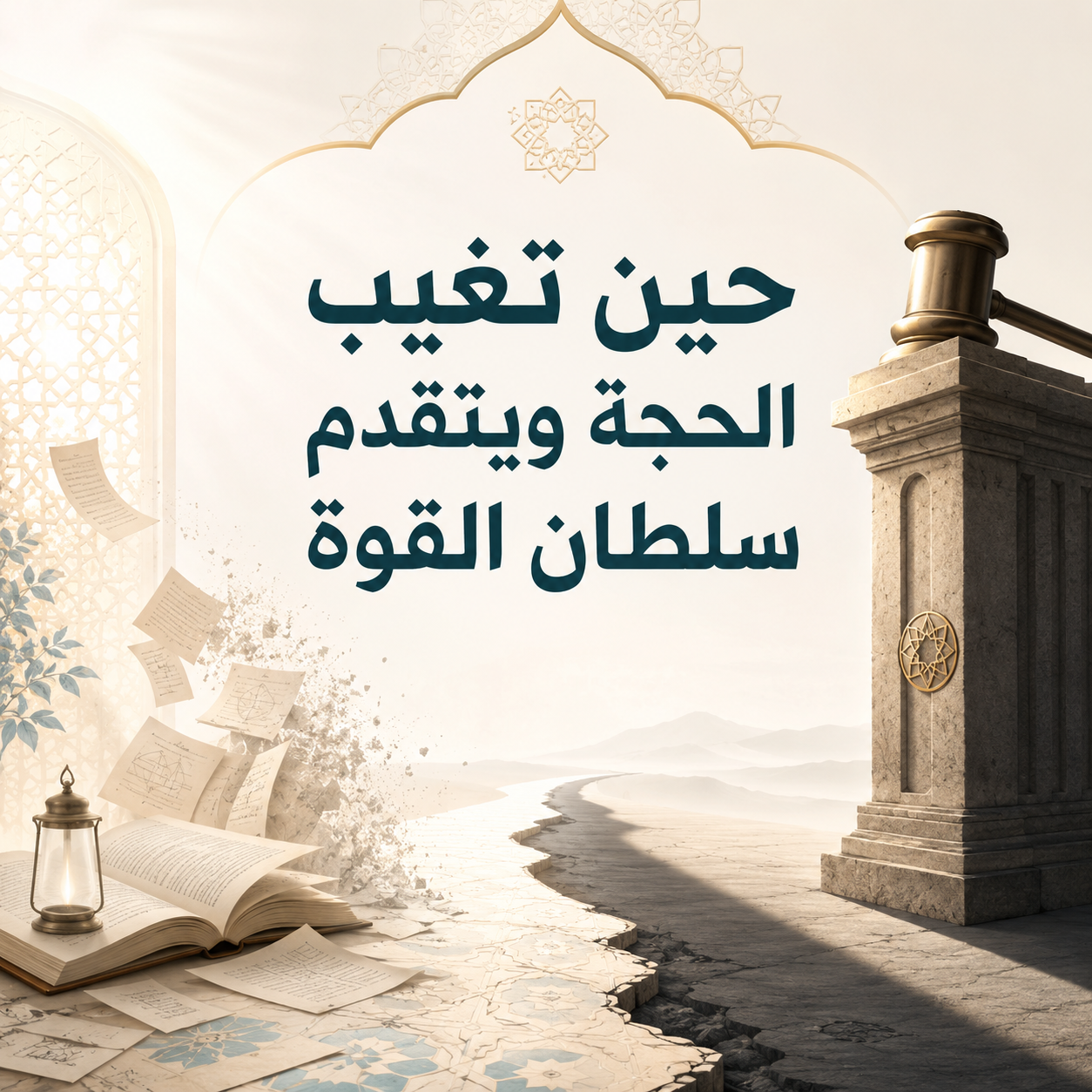 »حينَ تَغيبُ الحُجَّةُ ويَتقدَّمُ سُلطانُ القوَّةِ«: