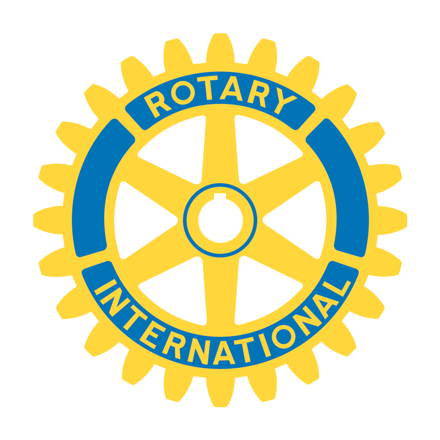 Rotary International logo with a yellow gear wheel and blue text