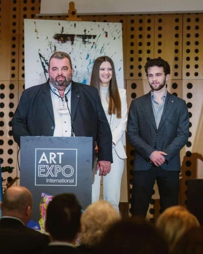 Tim, Tamara and Jens on ArtExpo stage.