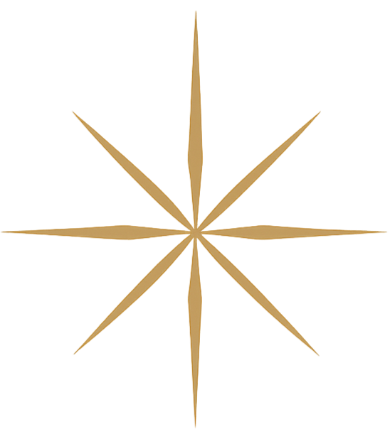Gold-colored star-shaped clock with elongated points and a minimalist design.