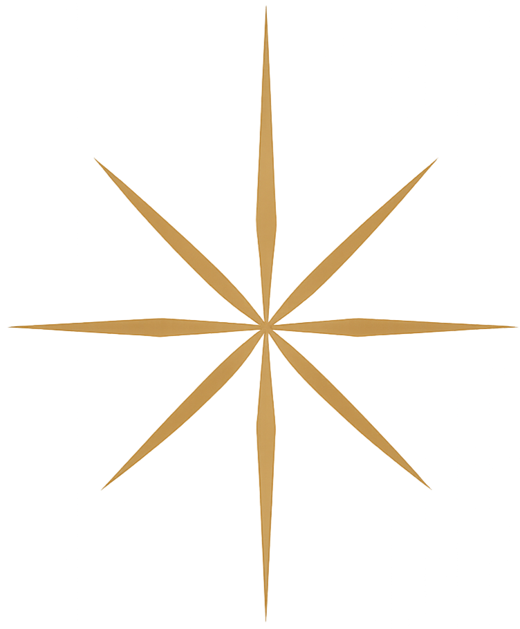 An abstract digital artwork featuring a central starburst in gold, with sharp, angular lines extending outward in various directions. The background consists of streaked patterns in black, red, yellow, and purple, giving a dynamic, energetic appearance.