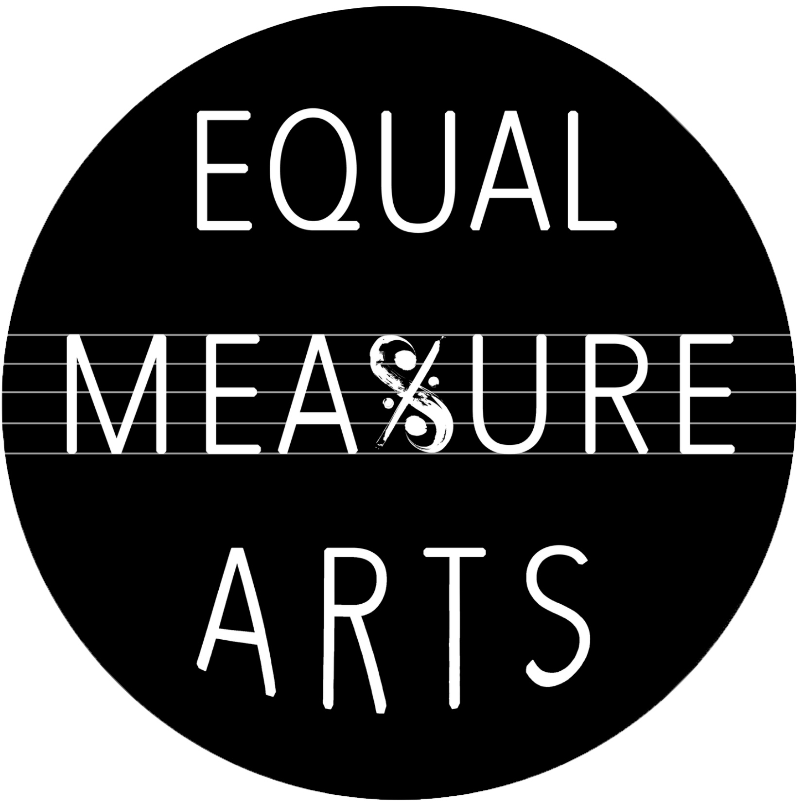 Black circular design with white text reading "EQUAL MEASURE ART" in the center.