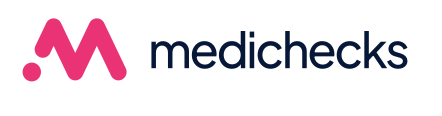 MedChecks logo with a pink stylized 'M' and the word 'medchecks' in lowercase.