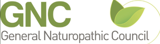 GNC General Naturopathic Council logo featuring green leaves.