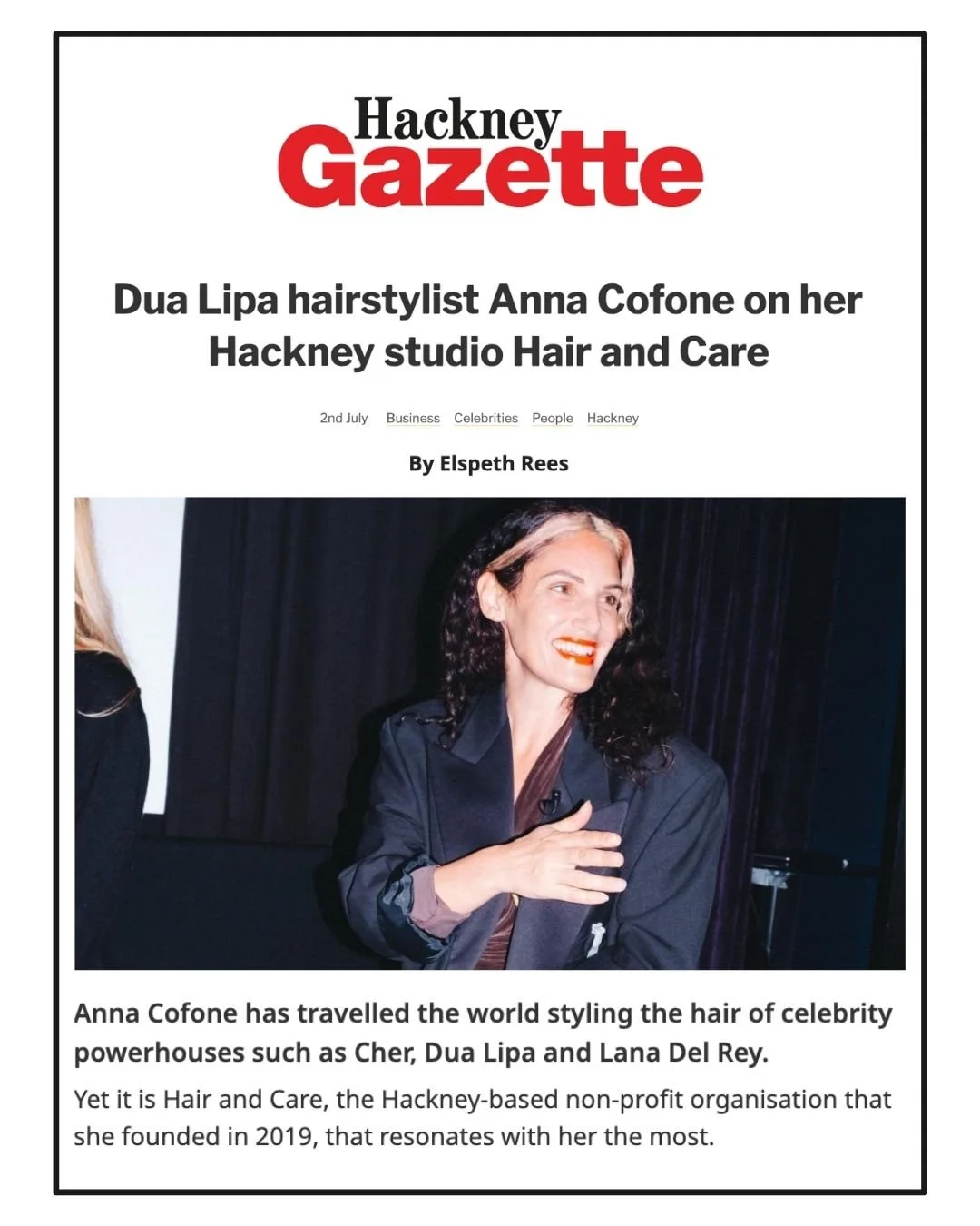 Click image to read on Hackney Gazette