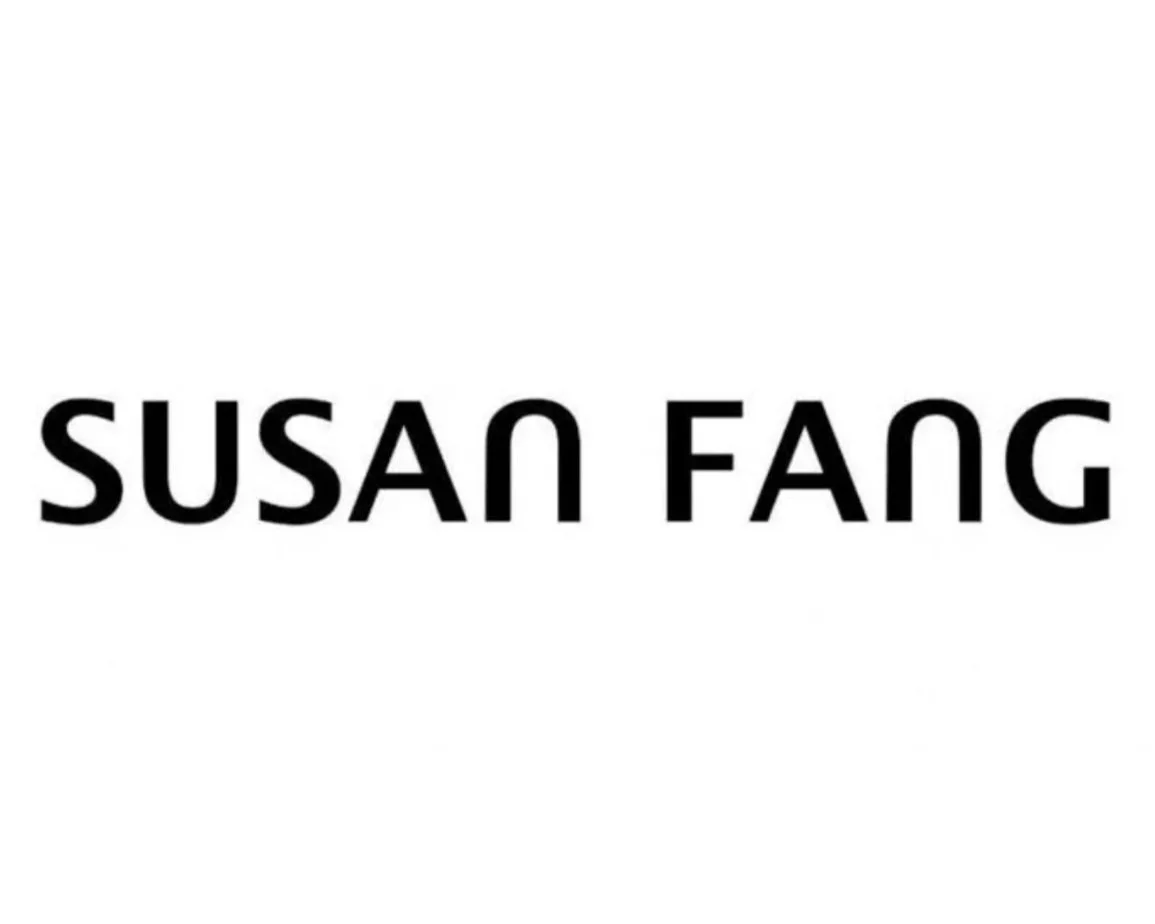 Logo for Susan Fang, written in black curvy font on white background.