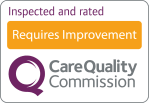 Care Quality Commission logo with a sign indicating 'Requires Improvement'