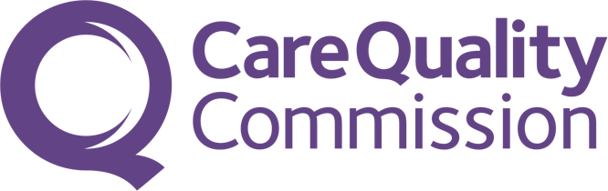 The Care Quality Commission logo with a purple circular symbol and purple text on a white background.