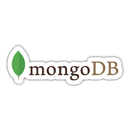MongoDB logo featuring a green leaf and the text 'mongoDB' in brown and black letters.