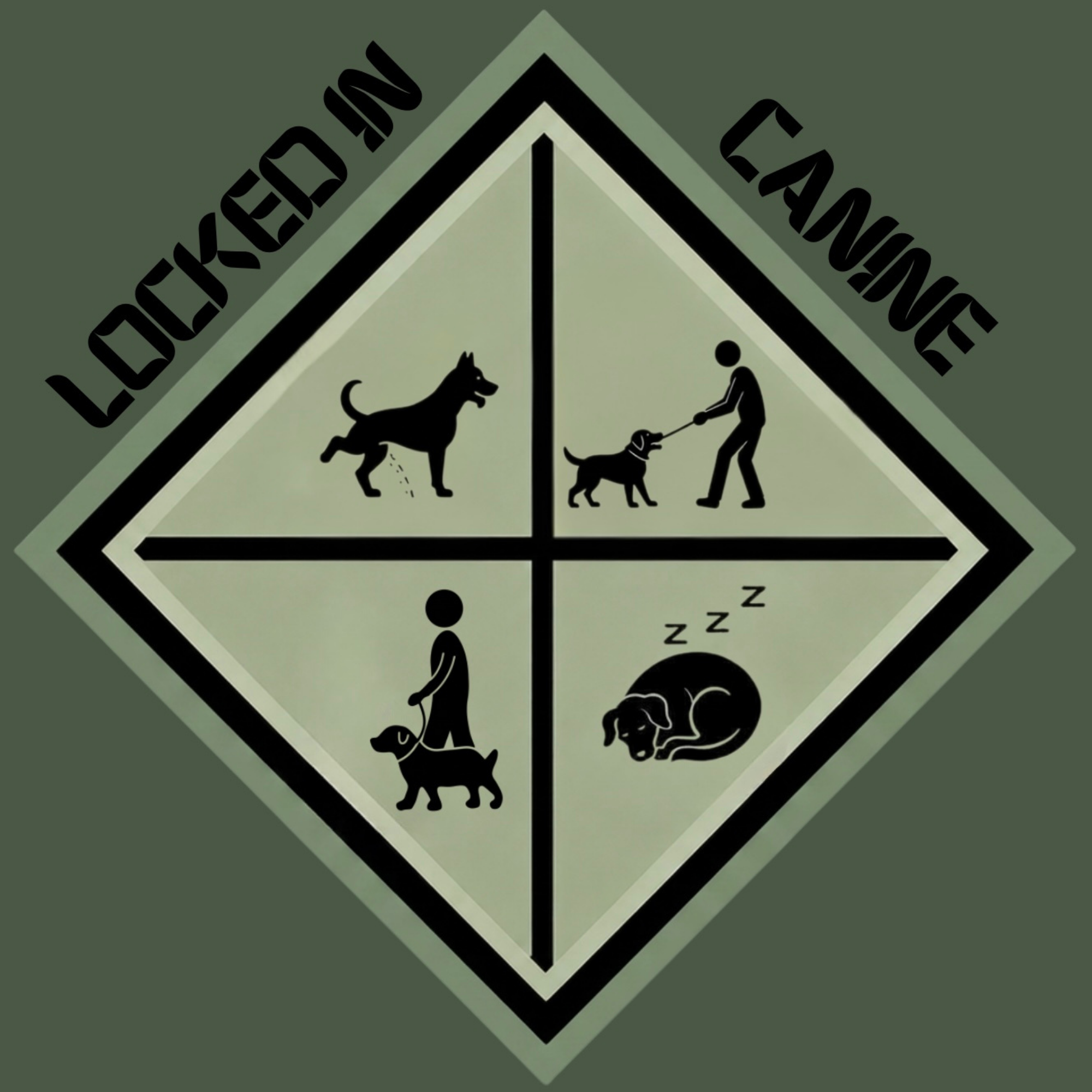 Our logo displays the four mindsets, or windows, in which we signal our dogs to lock in!