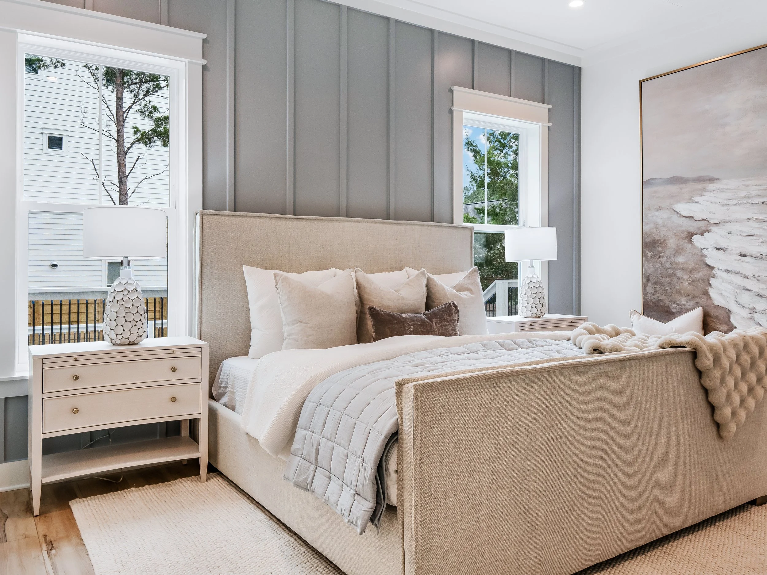 Primary bedroom board and batten accent wall.JPG