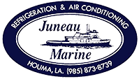Logo of a company specializing in refrigeration and air conditioning, located in Houma, LA, with phone number (985) 873-8799.
