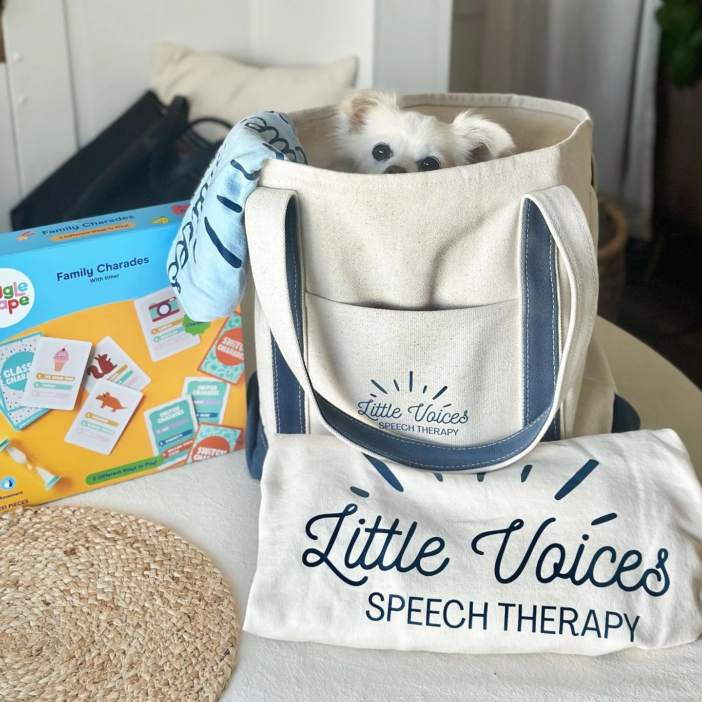 Loving our apparel and accessories from @spectrum_designs! These totes are the perfect bag for endless amounts of toys (and pups) 💙🧸🐶