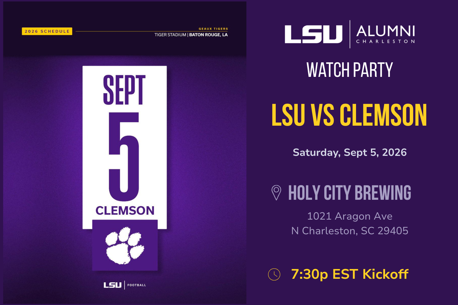 LSU v Clemson 2026 Watch Party
