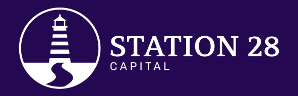 Logo for Station 28 Capital featuring a lighthouse inside a circle on a purple background.