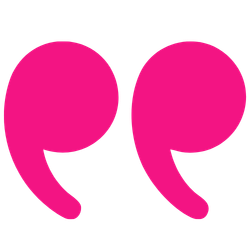 Pink quotation marks on a black background.