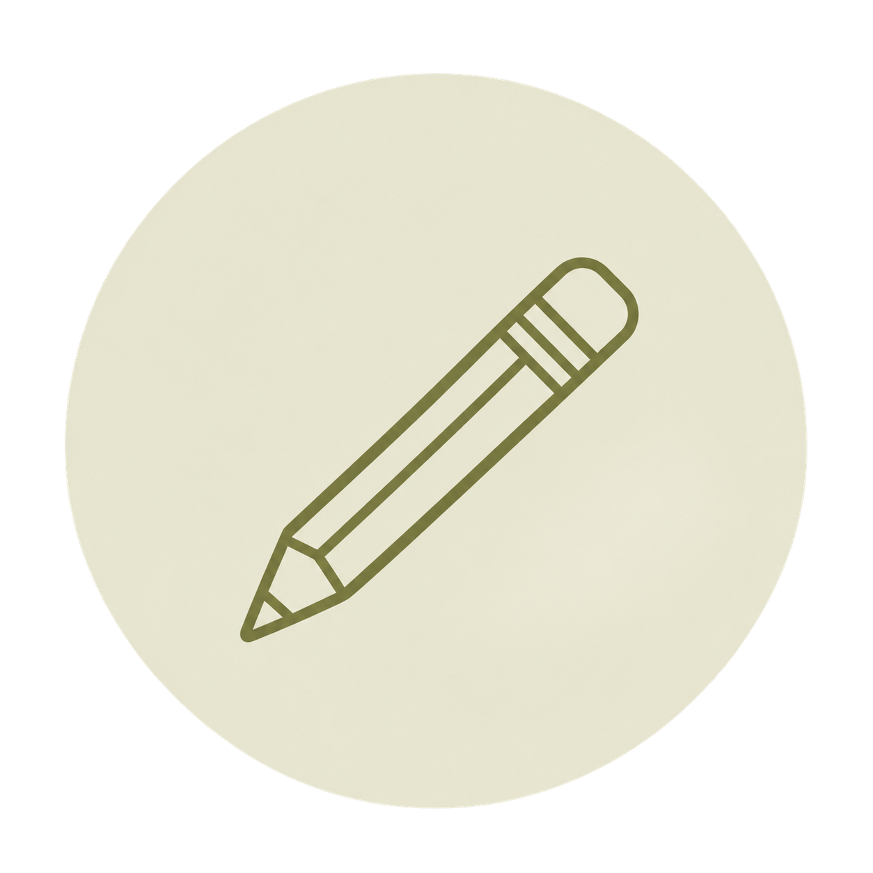 Minimalist pencil icon on a light circular background