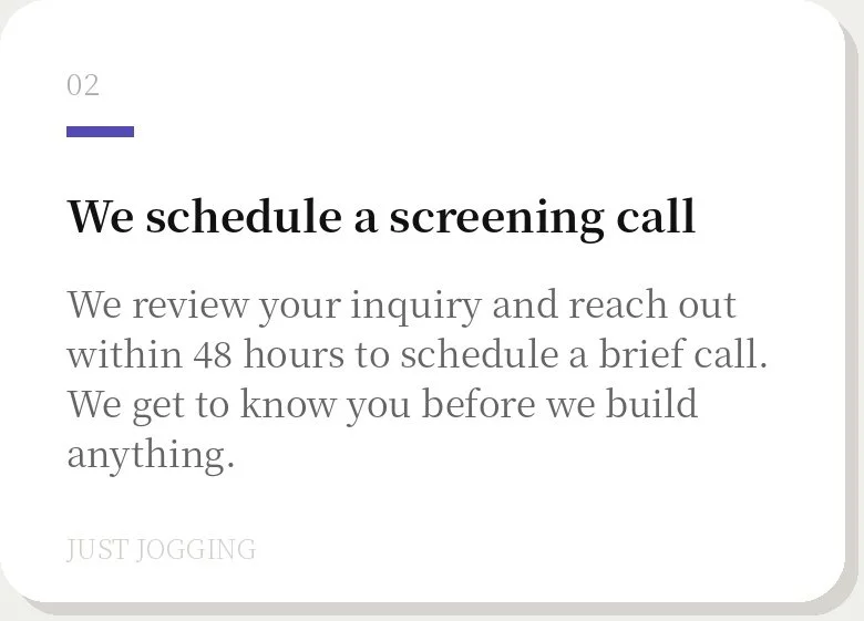 Screen displaying information about scheduling a screening call, including review and outreach process details.