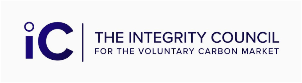 Logo of the Integrity Council for the Voluntary Carbon Market with text in blue and black.