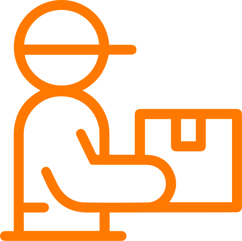 Icon of a person holding a package or box