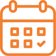 Stylized calendar icon with a check mark