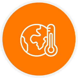 Icon of Earth with temperature thermometer, indicating climate or global warming.