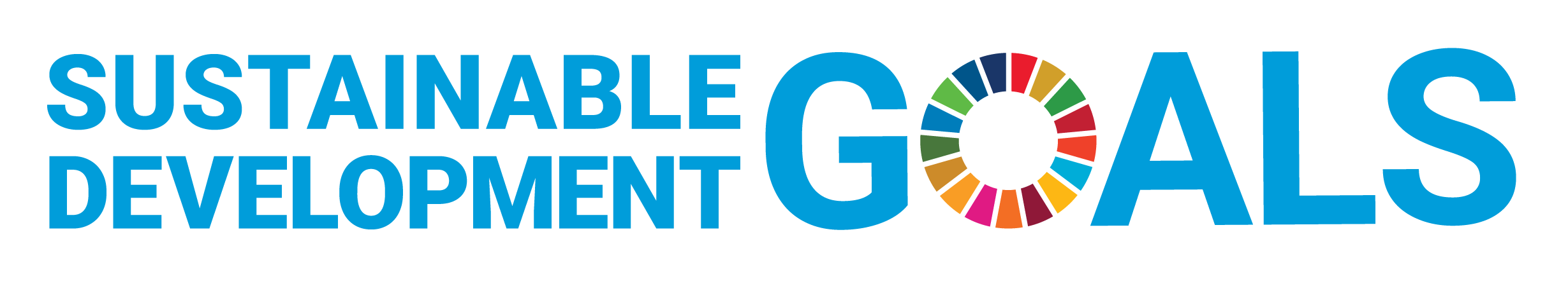 Sustainable development goals logo with the words 'Sustainable Development Goals' and a colorful circular icon representing the SDG wheel.